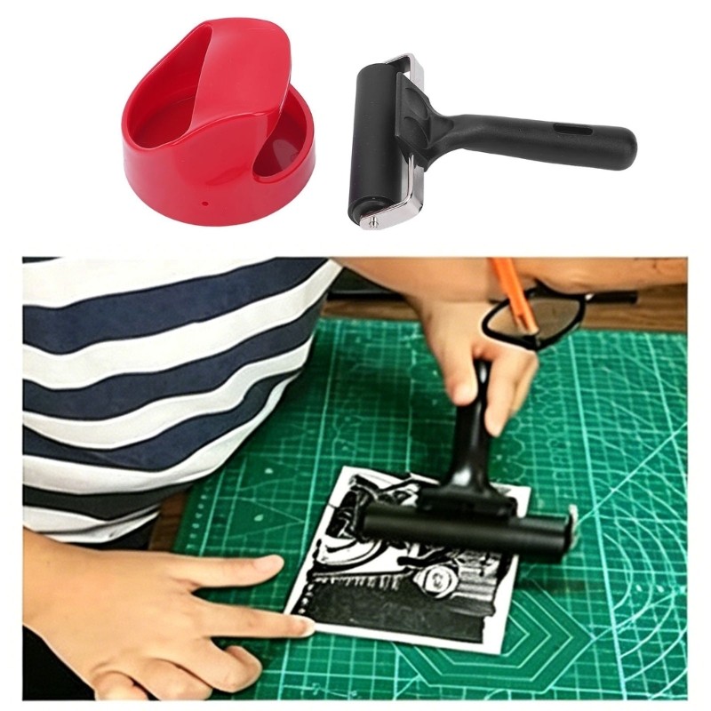 2Pcs Ergonomic Handle Printer Rollers Professional Rubber Printing Roller Tool
