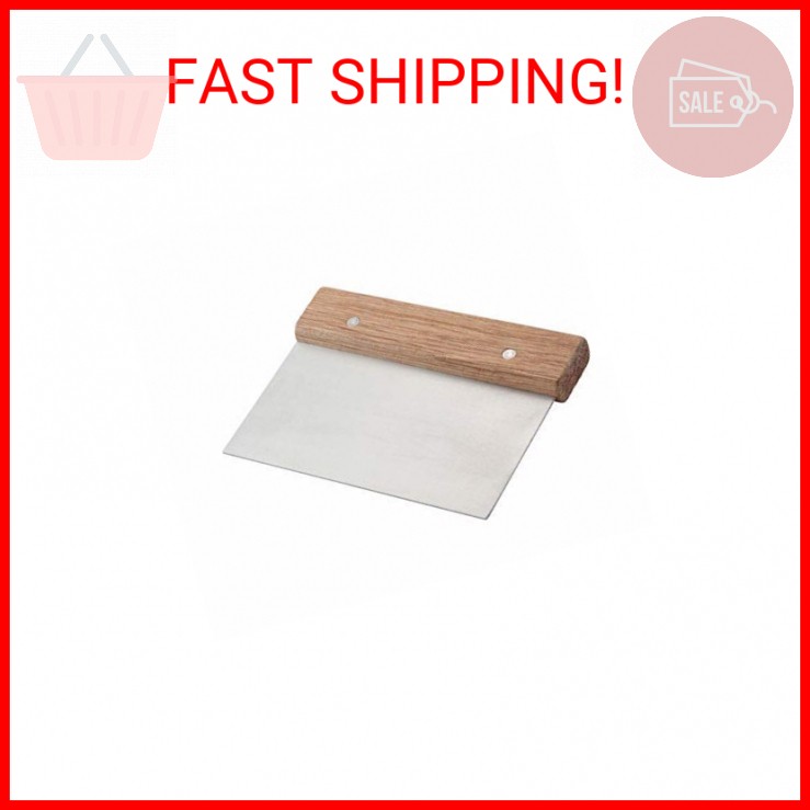 Winco Stainless Steel Dough Scraper with Wood Handle