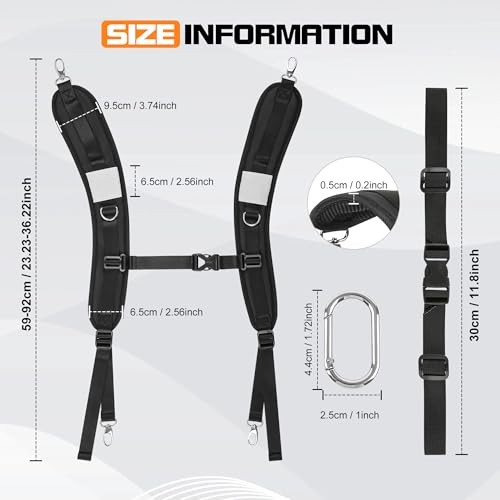 Backpack Straps with Clips,adjustable Padded shoulder strap Replacement Black
