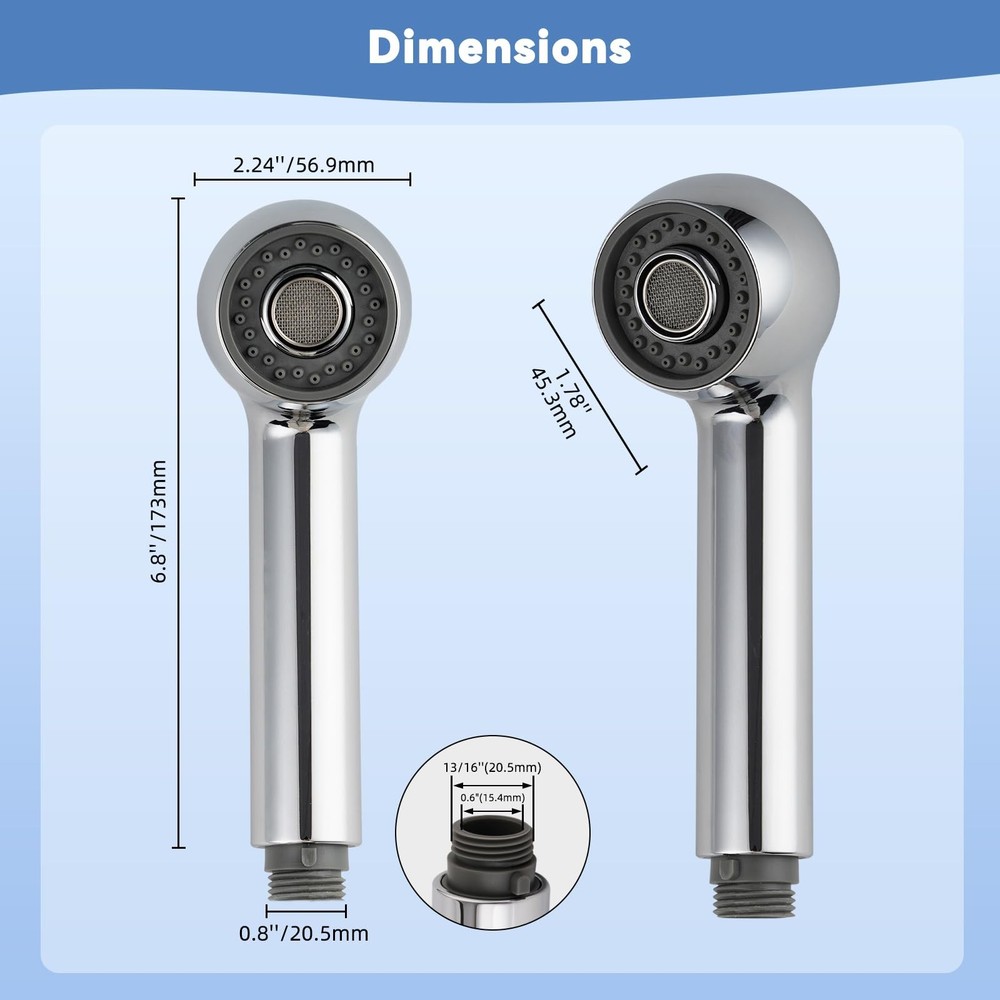 Pull Out Sink Sprayer Head , 2 Function Kitchen Sink Faucet Head, G1/2 or 13/...