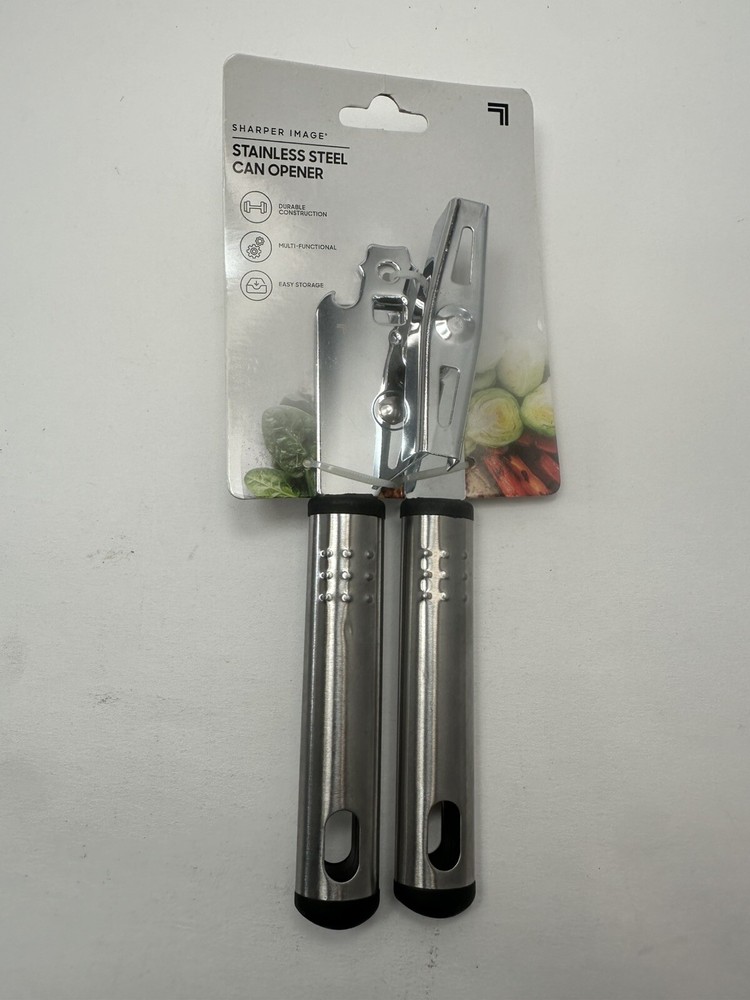 Sharper Image Can Bottle Opener Hand Held Stainless Steel New In Packaging