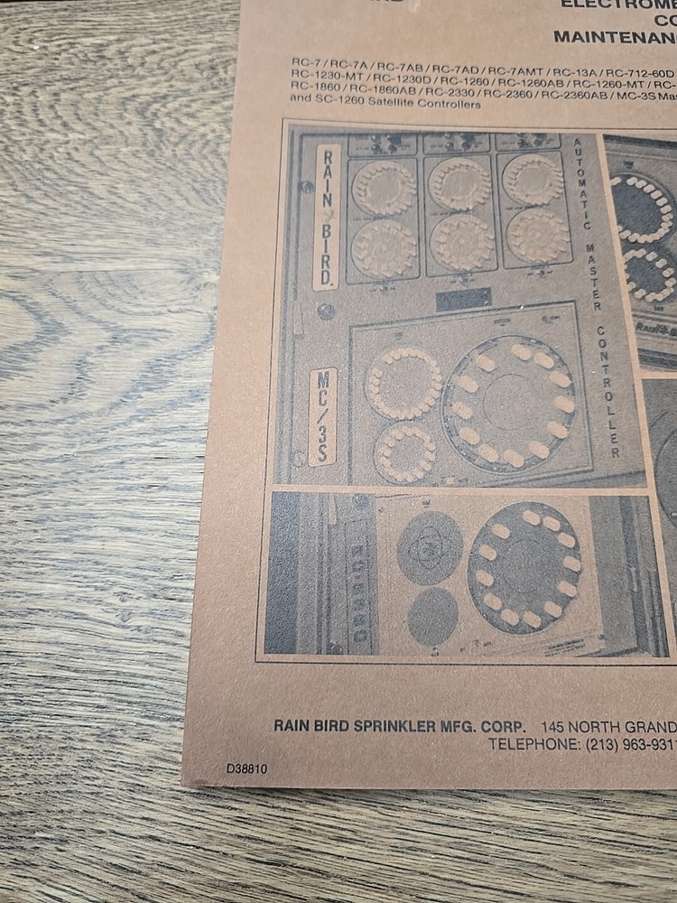 Rain Bird Electromechanical Controller Maintenance Manual Vintage 1983