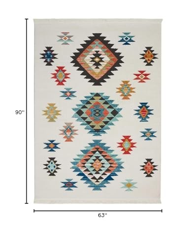 Transitional Decor Transitional White 5'3'' x 7'6'' Area-Rug, Easy-Cleaning,
