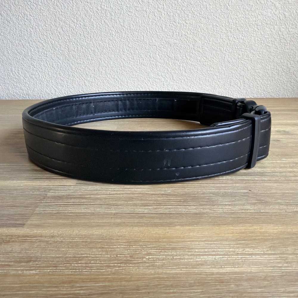 Uncle Mike's Mirage Duty Belt Leather 2" Medium Ultra Plain Black Hook and Loop