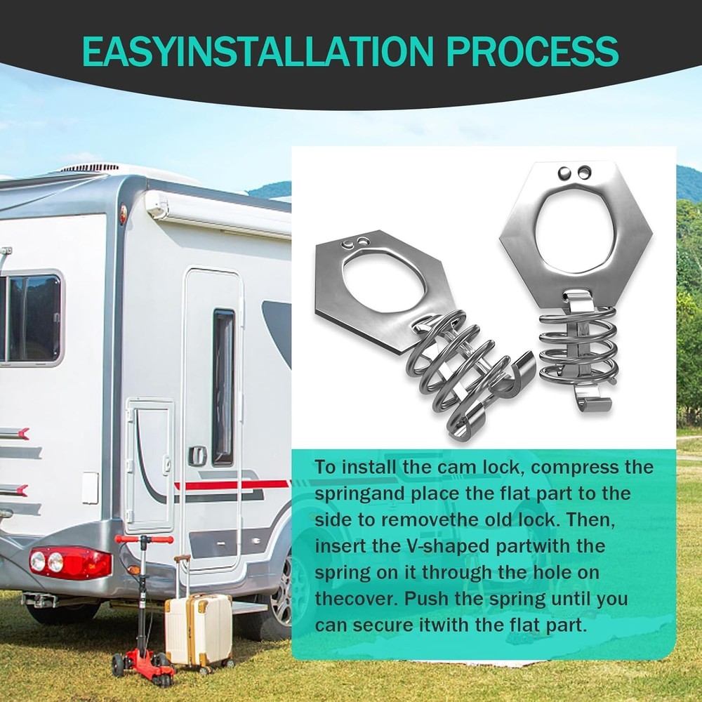 2 PCS RV Water Heater Cam Lock, 1.5" Stainless Steel Rustproof Durable Water...