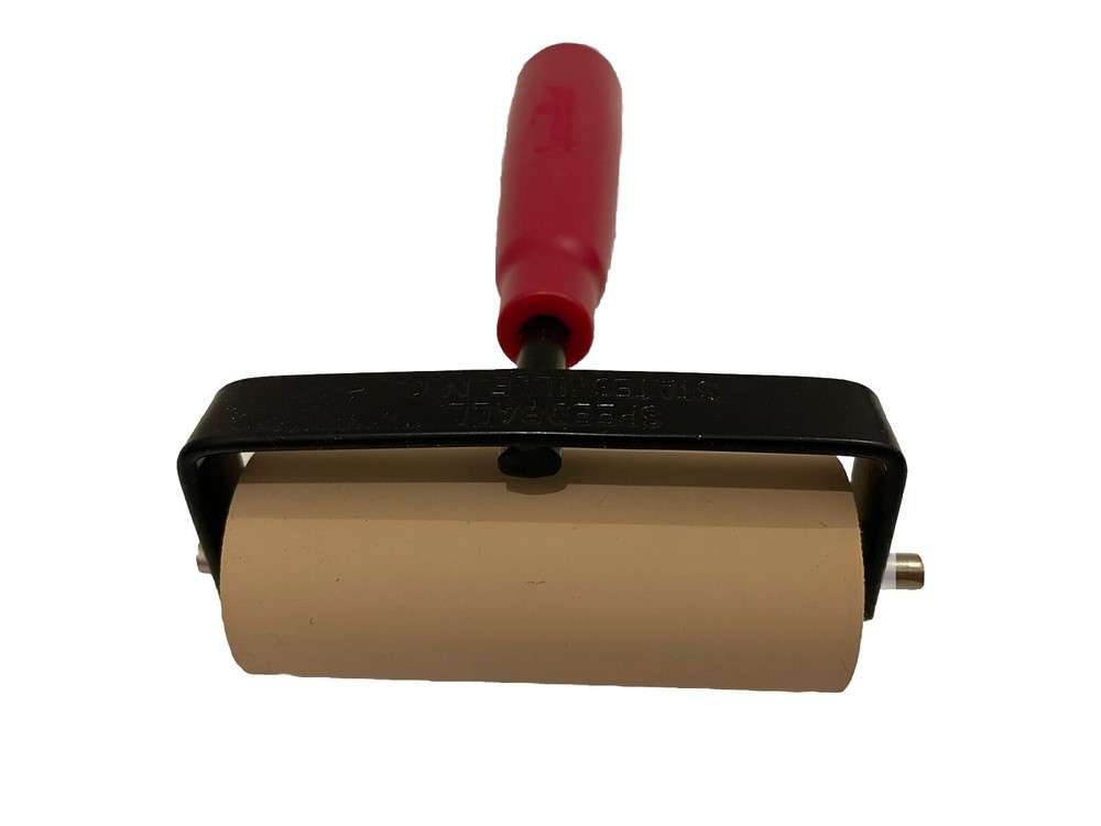 Speedball 3" Soft Rubber Roller Brayer Metal Frame Plastic Red Handle Box NEW