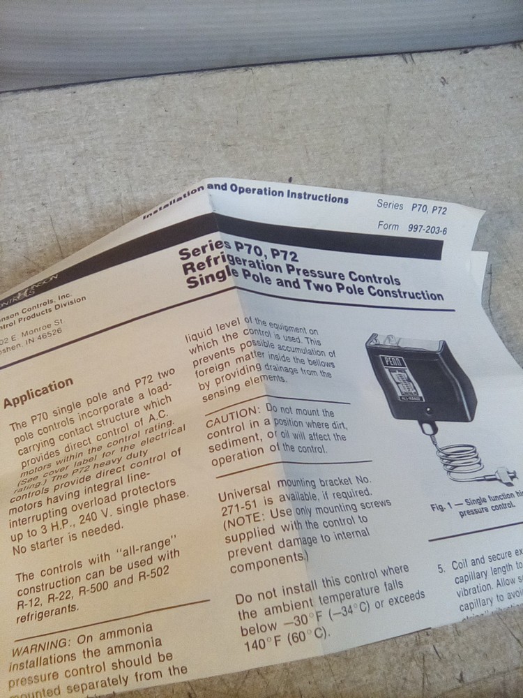 Penn P70AB-1 Pressure Control