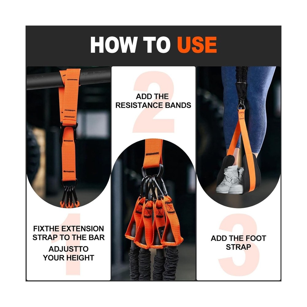 Adjustable Heavy Duty Pull Up Assistance Bands with Fabric Feet and... Fast Ship