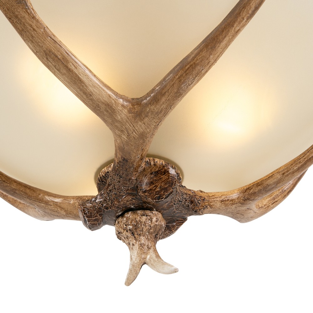 3-Light Chandelier E26 Rustic Lodge Log Cabin Ceiling Light Resin Deer Antler