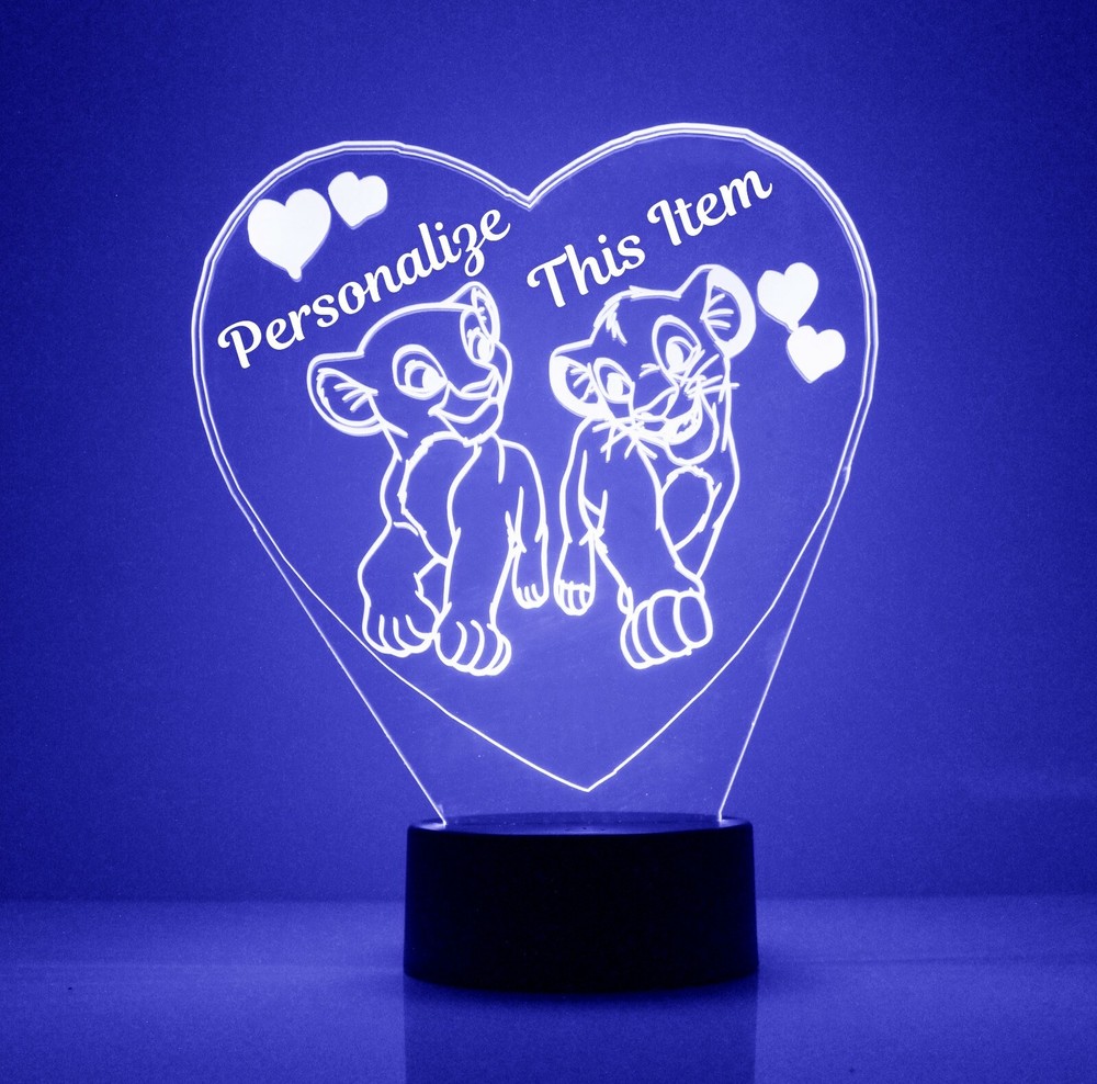 Lion King Personalized FREE LED Simba & Nala Night Light Lamp + Remote Control