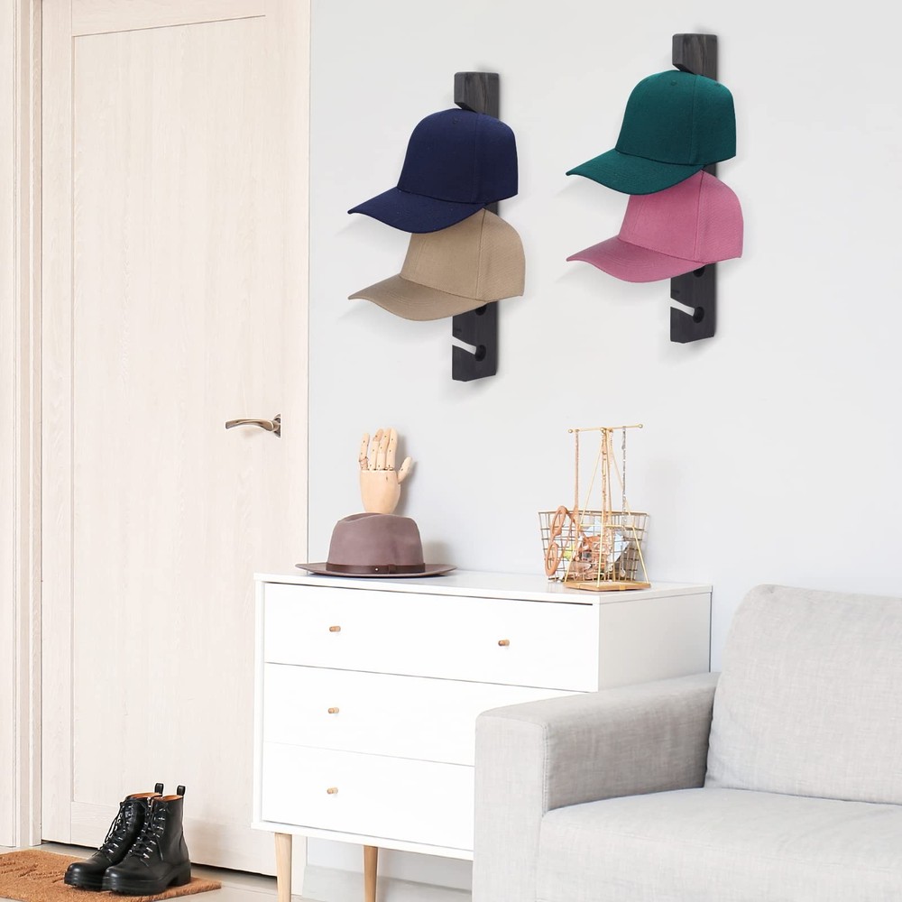 keletop Hat Rack for Wall Baseball Cap Organizer Hanger (2 Pack) Modern Gray