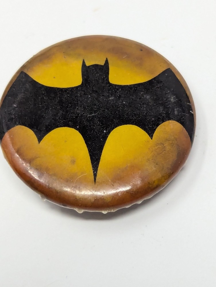 Vintage Batman Bat Logo Pinback Button 1960s Style DC Comics Celluloid Badge