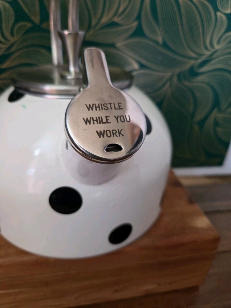 le Kate Spade Lenox Whistle While You Work Tea Kettle Black Polka Dot