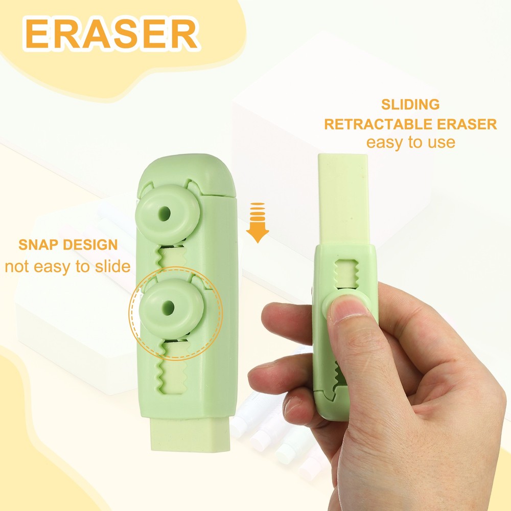 5 Pack Erasers, Pencil Erasers Large Eraser Push Pull Cute Soft, Cyan