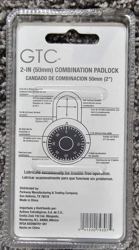 GTC 2-Inch Combination Padlock
