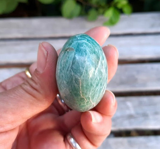 Amazonite Palm Stone L, Communication, Good Luck, Success, Confidence