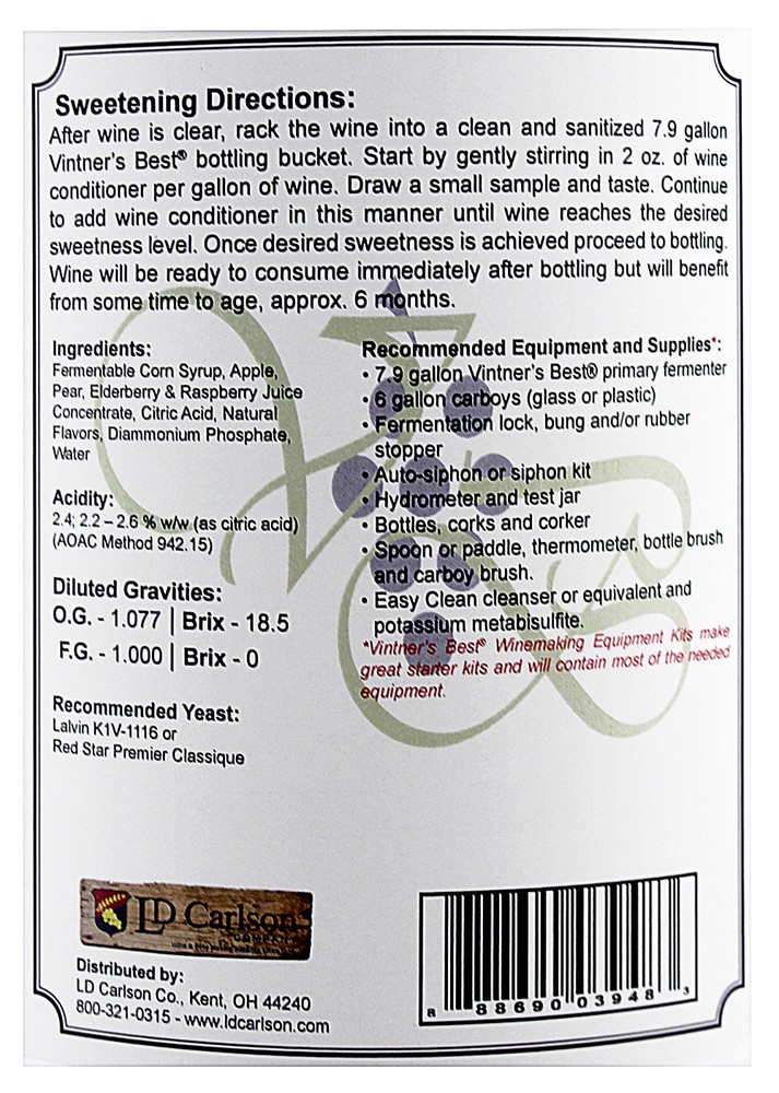 Vintner's Best Black Raspberry Fruit Wine Base-128 oz. Jug