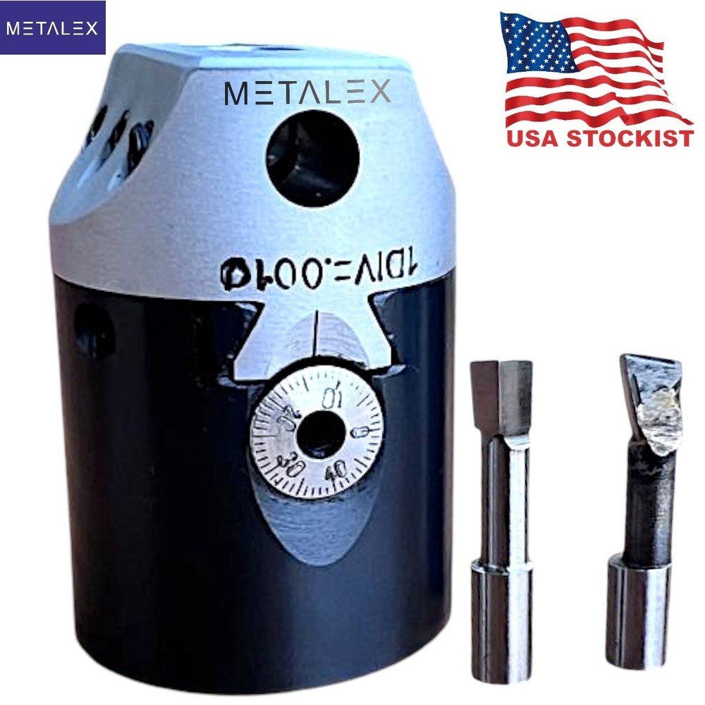 1.5" Precision Boring Head Set With 12mm Straight Arbor & HSS + Carbide Tool Bit