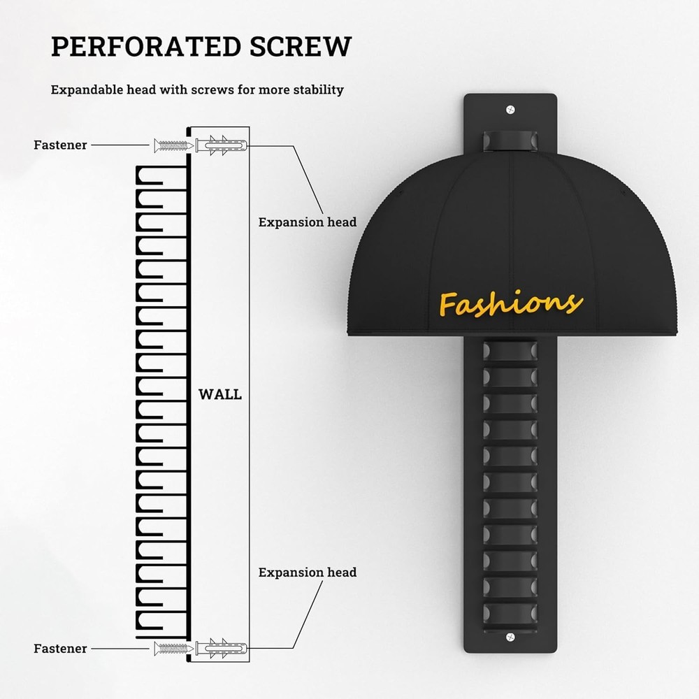 Hat Organizer - Holds 38 Caps with Easy Installation Options - 2-Pack