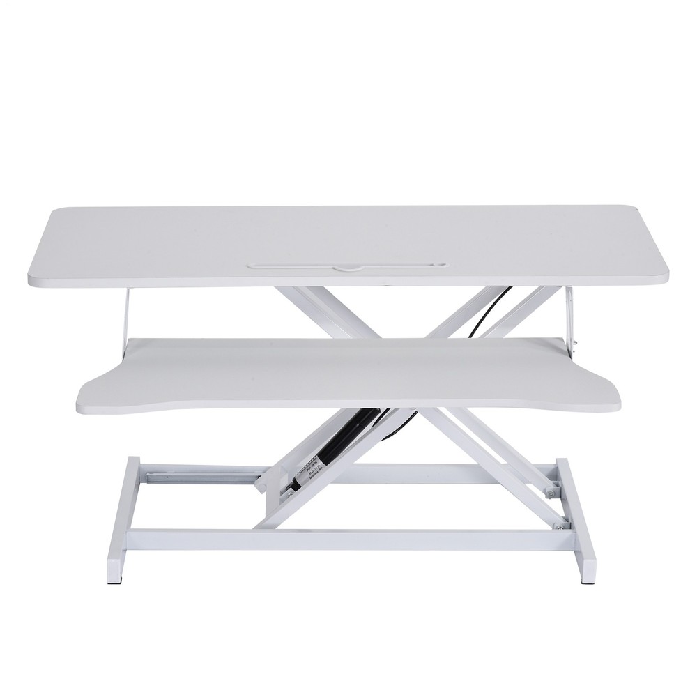 37" White Home Office Desk Riser Adjustable Standing Desk Converter