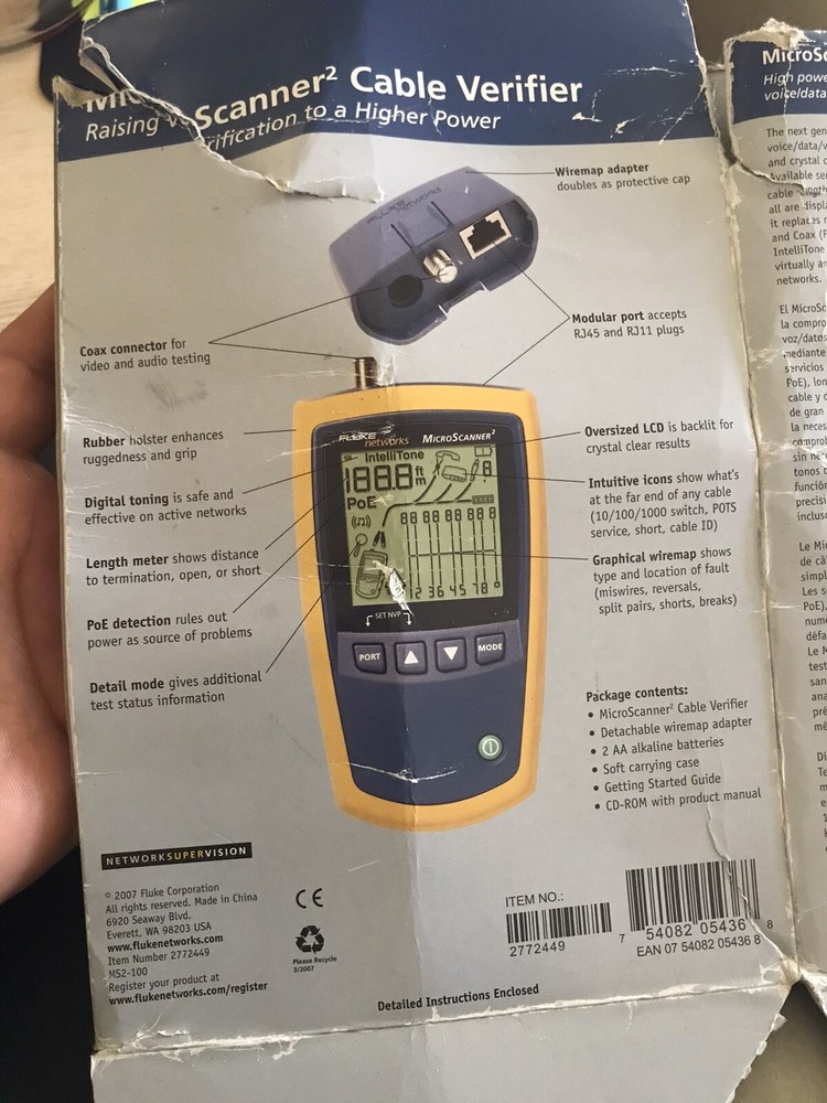 Fluke Networks Microscanner2 Cable Verifier