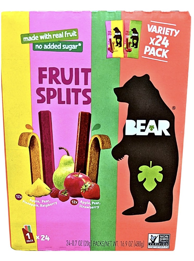 Bear Fruit Splits Variety Pack Made with Real Fruit 24 Count x 0.7 oz
