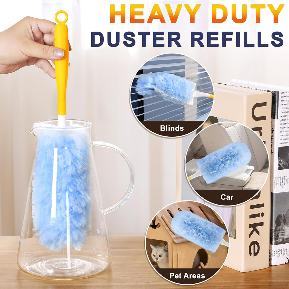 60-Pack Heavy Duty Duster Refills Compatible with Swiffer, 3FT Extendable Handle
