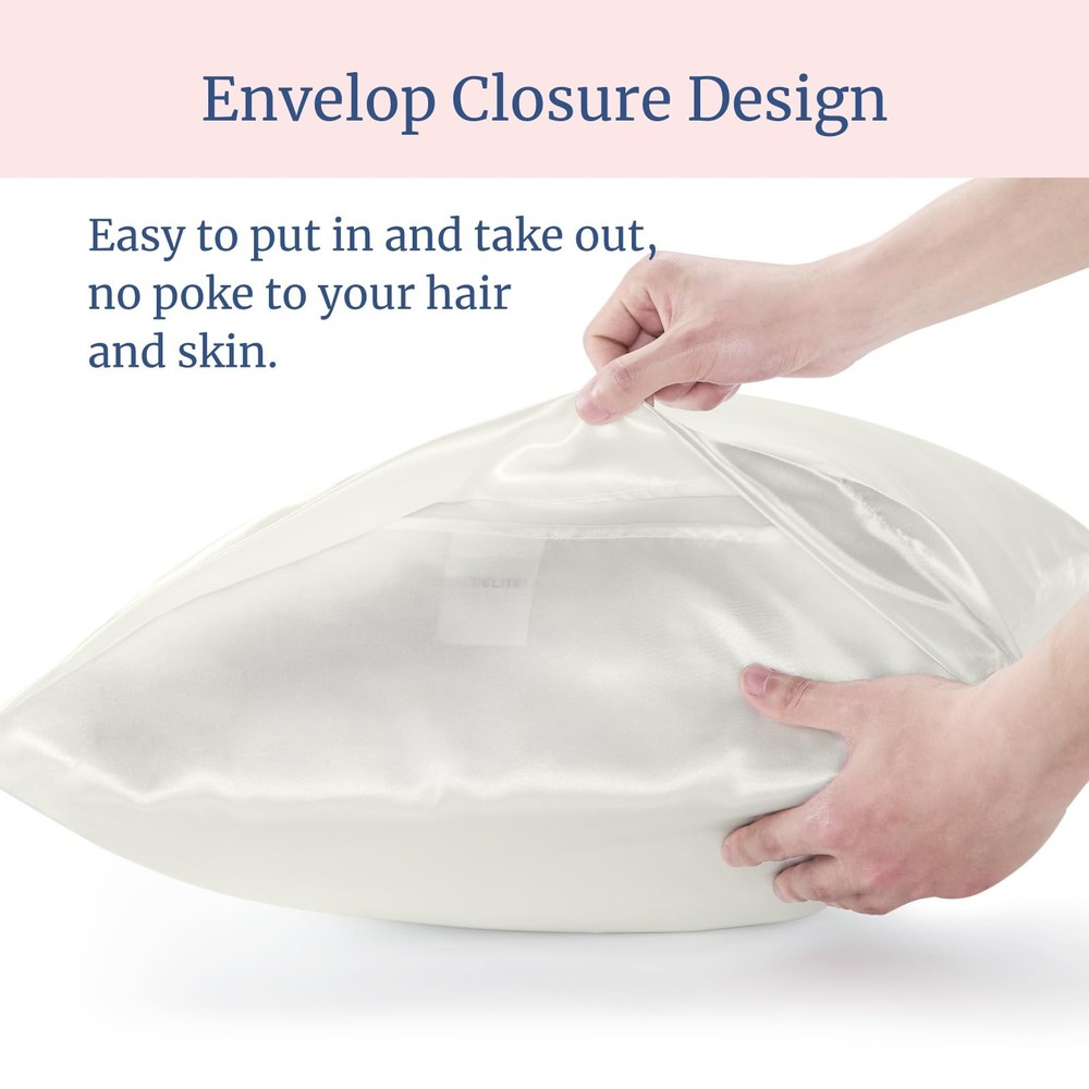 Silk Feel Pillowcases, Standard Size 20x26, 4 Pack, Ivory White