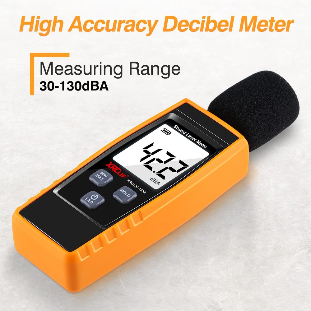 Decibel Meter Sound Level Reader 30-130dB(A), Hand-held Noise Colored A