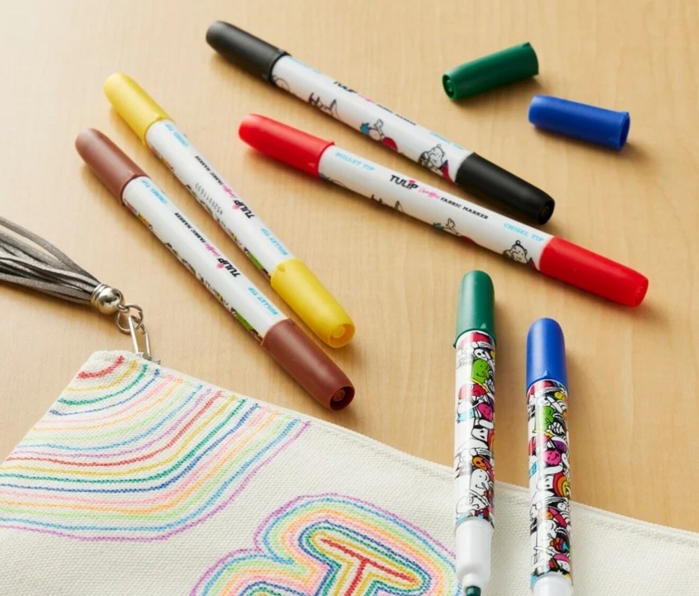 Tulip Graffiti Fabric Markers 6/Pkg-Rainbow - Bullet Tip