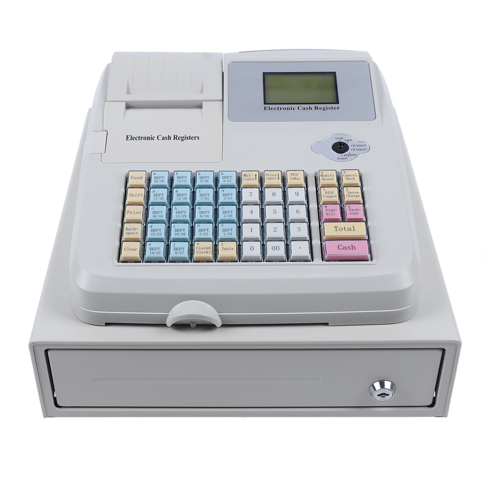 48-Key Electronic Cash Register POS System with Dual Display & Thermal Printer