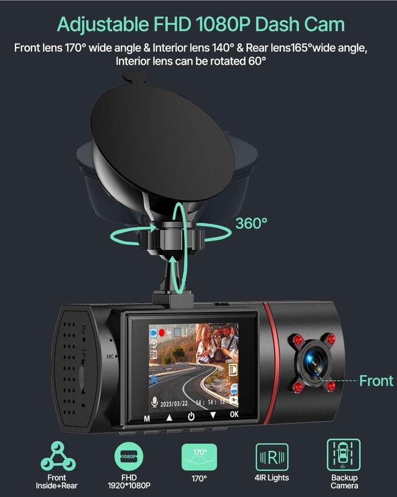 3 Channel Dash Camera Night Vision G-Sensor