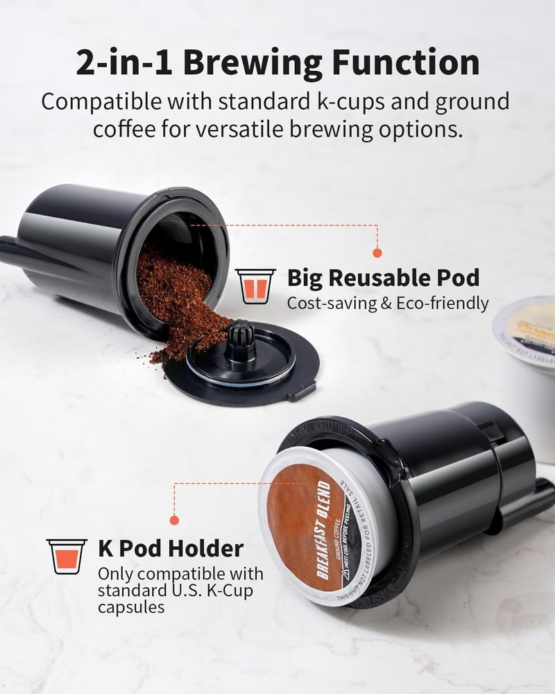KIDISLE - Single Serve Coffee Maker for K Cup & Ground Coffee