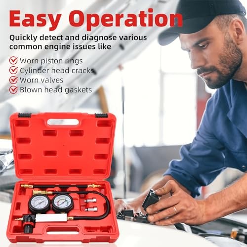 Cylinder Leak Down Tester Tool Kit, Gasoline Engine Compression Leak Down