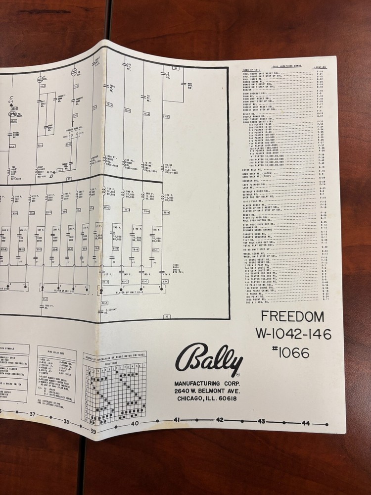 ORIGINAL-BALLY-FREDOM (SOLID STATE)-INSTALL & OPERATIONS INSTRUCTIONS-SCHEMATICS