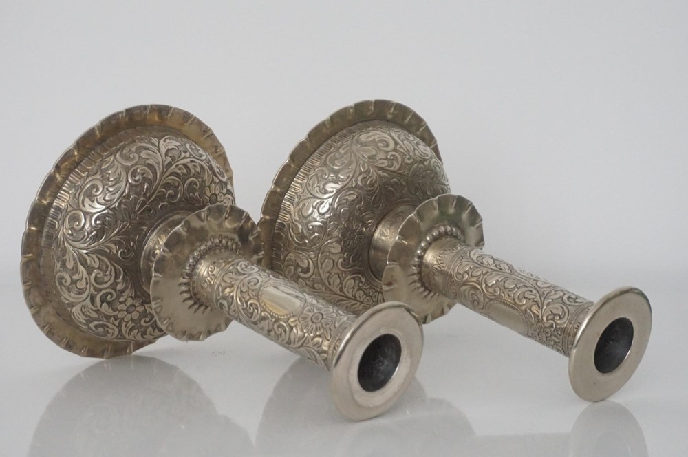 Hukin & Heath Silver Plated Candlesticks - Repousse Rococo Design - c.1878