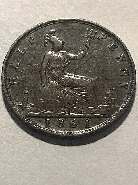 1861 Great Britain Half Penny VF+ #737