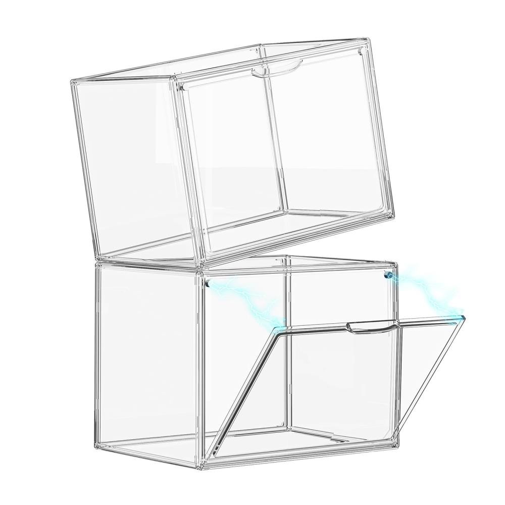 Clear Acrylic Display Case, Large Stackable Storage 1 Pack, X Large-Clear╏
