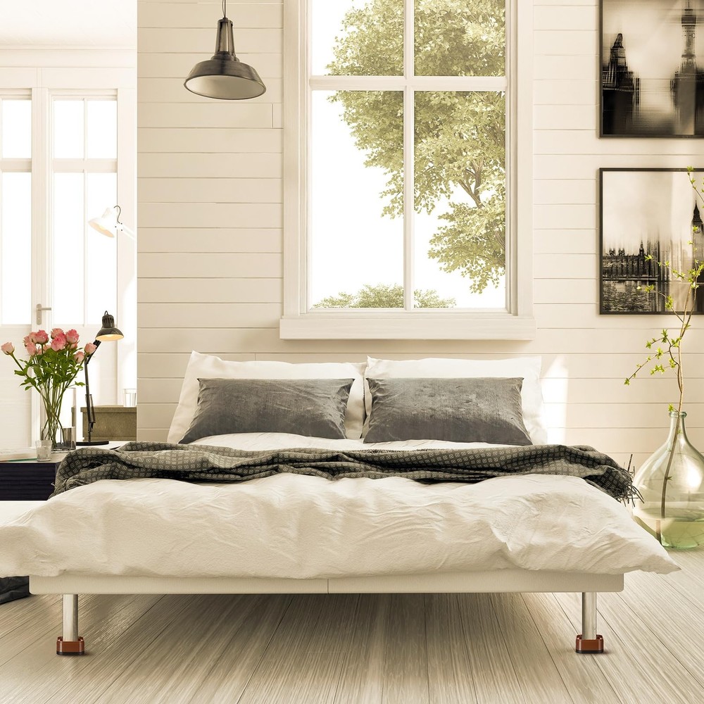 16 Pack 1.38" Brown Stackable Heavy Duty Square Bed Raising Blocks Risers