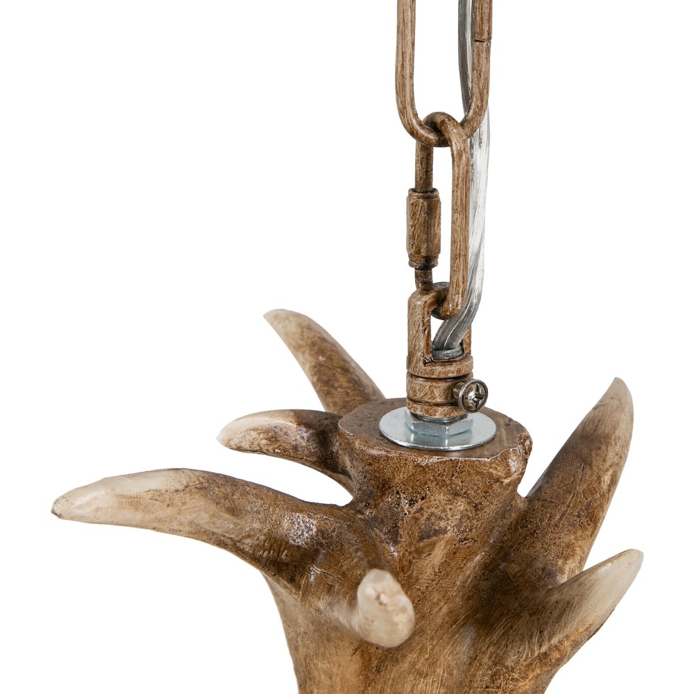 3-Light Chandelier E26 Rustic Lodge Log Cabin Ceiling Light Resin Deer Antler