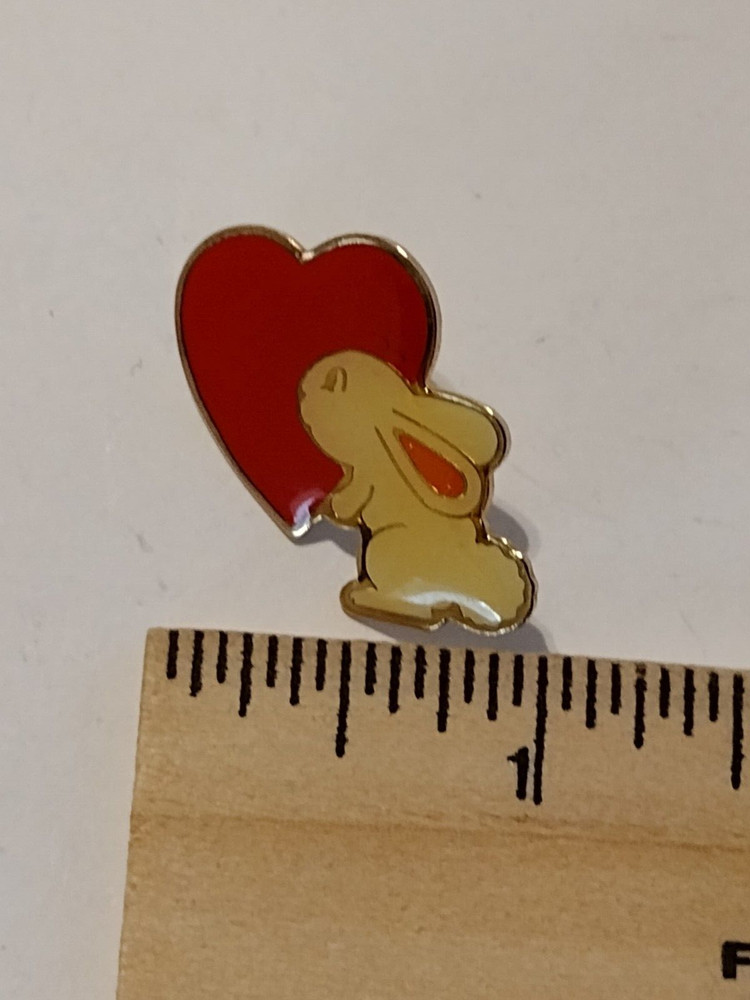 Bunny Rabbit Red Heart 1979 Lapel Pin
