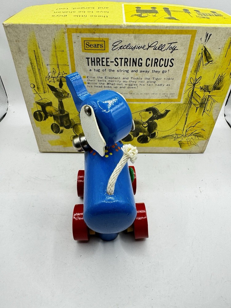 Vintage Sears Exclusive Pull Toy Three-String Circus 1950s – Complete with Box