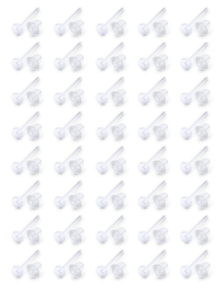 40 Pairs Invisible Plastic Earring Posts Clear Ear Hole Retainer Earring Stud...
