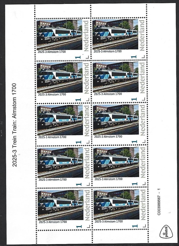 Netherlands 2025-3 Train:  Almstom 1700 sheet  postfris u