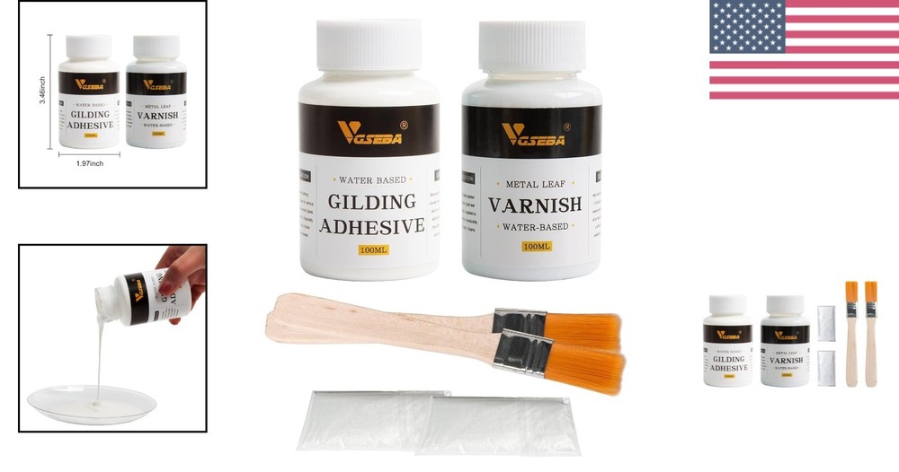 Gilding Adhesive & Varnish Set - Non-Toxic 200ml Gold Leaf Solution