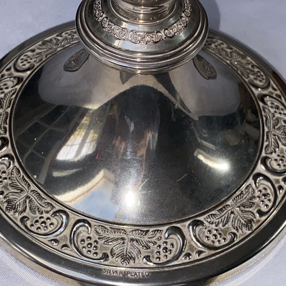 Grenadier Silver Plated Candlestick Holder Grape Vine Border Vintage