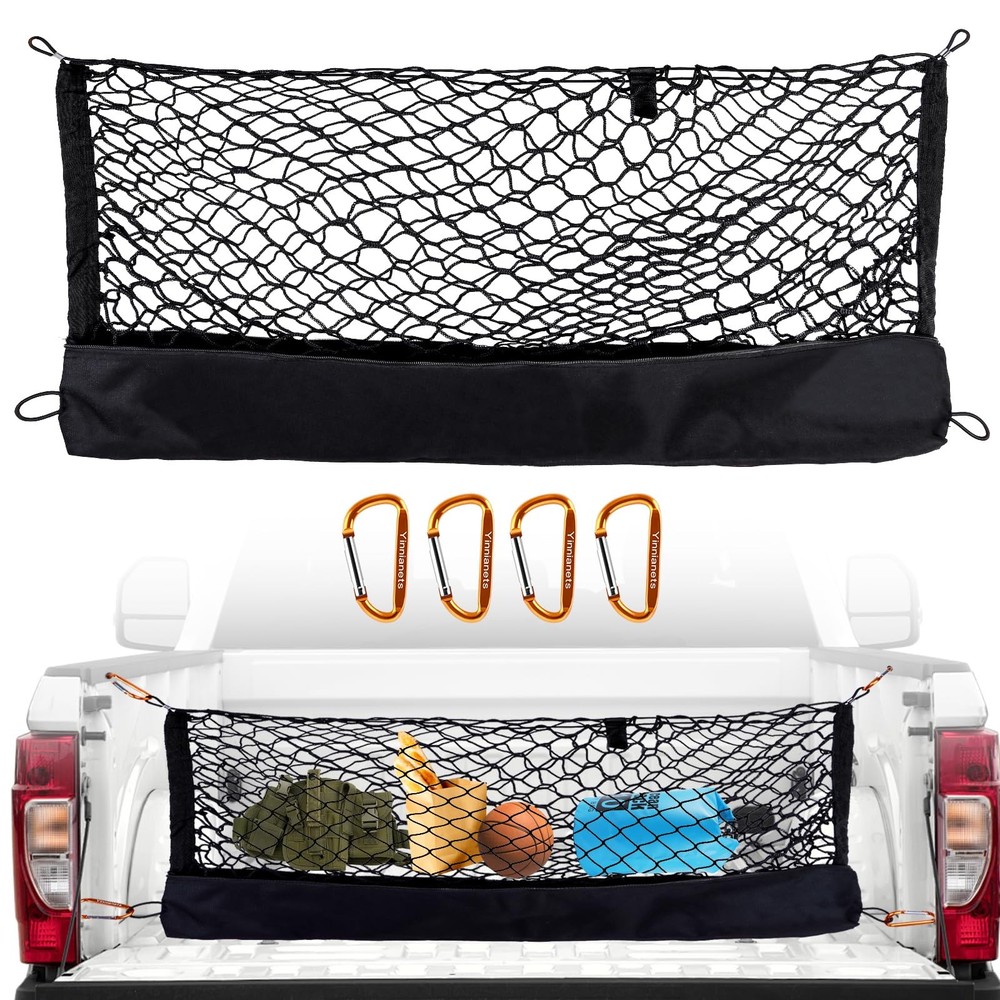 Envelope Style Cargo Net Compatible Silverado/Sierra 1500 (Black), Orange