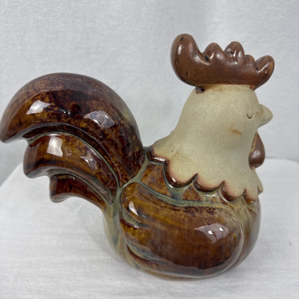 Glazed Pottery Rooster Unbranded