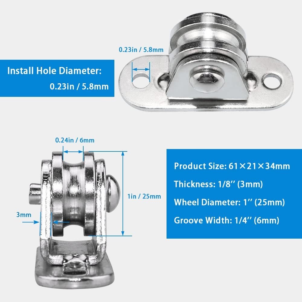 Small Pulley Block Silent Pulley Wheel Heavy Duty Fixed Pullies Loading 176 l...