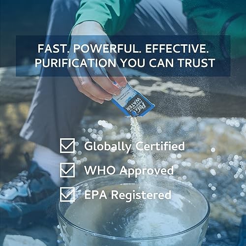 Portable Water Purifier Packets. Emergency Water Filter Purification 12 Pack